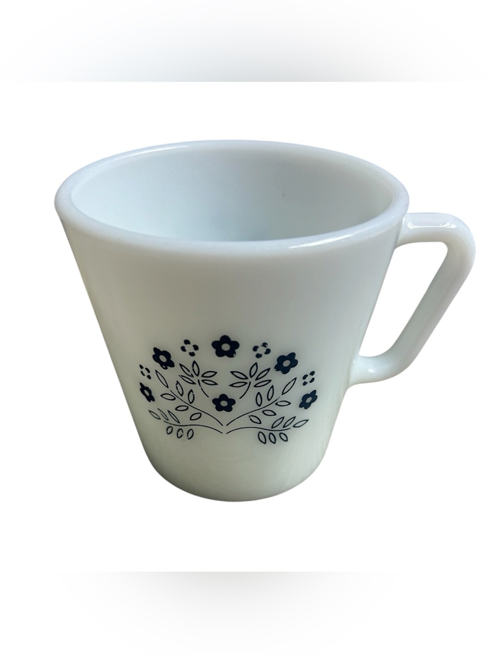 VTG Pyrex Corning Summer Impressions Blue Floral Milk Glass Coffee/Tea Mug 300ml